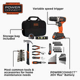 beyond by BLACK+DECKER - BDPK70284C1AEV Juego de herramientas para el hogar con taladro/desarmador de 20 V máx, 83 piezas