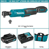 Makita RW01R1 12V max CXT® Litio-Ion Inalámbrico 3/8" / 1/4" Sq. Kit de trinquete de accionamiento (2.0Ah)