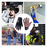 2 pares de guantes de trabajo de cuero para hombres y mujeres, guantes de trabajo de seguridad de utilidad, guantes de jardinería con palma de piel de cerdo (L, negro)