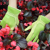 Handandy - Guantes de jardinería de piel para mujer, ajuste cómodo de malla 3D, mejora la destreza y la transpirabilidad, guantes de trabajo de jardín resistentes a los arañazos para verduras o podar rosas, Verde, Pequeño