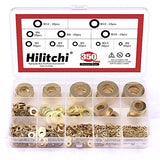 hilitchi 350-pcs [tamaño del 10 – ] latón arandela plana conjunto surtido – M2, M2,5 M3 M4 M5 M6 M8 M10 M12 M14