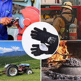 TOPDC Guantes de soldadura de cuero vacuno superior de 14 pulgadas, resistentes al calor, guantes ignífugos, guantes para forja/parrilla/barbacoa/estufa/horno/chimenea/soldador Tig/horneado/jardinería/manipulación de animales con manga larga de 5.7 pulgad