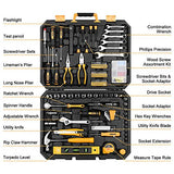 DEKOPRO Juego de herramientas de 208 piezas, kit de herramientas de mano general para el hogar, caja de herramientas de reparación automática con caja de herramientas de plástico