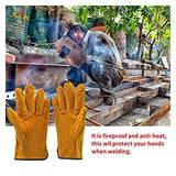 Guantes de soldadura Guantes de soldadora de cuero duraderos impermeables Guantes de seguridad de trabajo anti-calor for soldadura de herramientas manuales de metal Resistencia extrema al desgaste