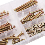 Hilitchi 100-Pcs M6 Zinc Plated Crib Screws Hex Drive Socket Cap Furniture Barrel Screws Bolt Nuts Assortment Kit for Furniture Cots Beds Crib and Chairs (35mm/45mm/55mm/65mm/75mm-Assortment Kit)