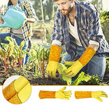 KUNOVO 1 par Guantes de jardinería con Agarre Antideslizante Guantes de jardín Largo Guantes de Trabajo de Cuero sintético (Color : Yellow, Size : Small)