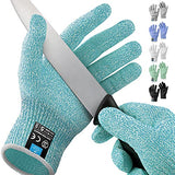 Guantes Zulay resistentes a los cortes de grado alimenticio, protección de nivel 5, cómodos guantes de corte de seguridad para chefs – Guantes de trabajo resistentes a los cortes para la extracción de ostras, filete de pescado, mandolina (pequeño, verde a