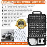 KAMYSEN Destornilladores de Precisión Set de Precisión 115 en 1,Juego de Destornilladores,Herramientas de Reparación para Smartphone, PC,Portátil, Laptop, Reloj, Juguetes, Gafas, Destornillador Gafas