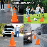 hatatit Conos de seguridad plegables de PVC de 45,7 cm para aparcamiento de carretera, color naranja fluorescente y reflectante