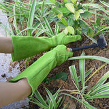 Etglove Guantes de poda de rosas para mujer, guantes de jardinería de cuero de vaca a prueba de espinas de manga larga, guantes de jardín (grande, verde)