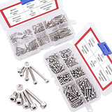 Hilitchi 420pcs M2 M3 Stainless Steel Hex Socket Head Cap Screws Nuts Assortment Kit with Box (304 Stainless Steel) by Hilitchi