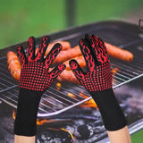 Generic Guantes de Barbacoa Rojos de 1800 °F, Guantes ignífugos ignífugos, Guantes de Cocina Resistentes al Calor y a los Cortes, Suministros de Cocina Bien aislados y fáciles de Limpiar