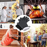 Guantes de Silicona para Cocina - Guantes para Parrilla de Barbacoa de Horno - Guantes Silicona y Algodón de Doble capa Resistente al Calor y Antideslizantes - para Asar a la Parrilla|Cocinar|Hornear (Negro)