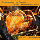 Guantes de barbacoa para freidora de pavo, resistentes al calor, 14 pulgadas, 1244 °F, guantes de horno, ahumador, barbacoa para manejar alimentos calientes en tu freidora/impermeable/ignífugo