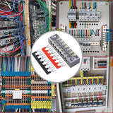 Hilitchi 12 tiras de terminales de doble fila de tornillo de 600 V 15 A 7 posiciones y 400 V 10 A 12 posiciones rojo/negro preaisladas