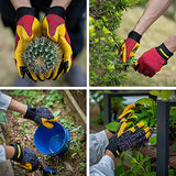 Guantes de jardinería para mujeres y hombres, guantes de trabajo de piel de oveja con pantalla táctil, guantes de trabajo de jardín flexibles y transpirables (mediano, rojo)