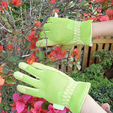 Handandy - Guantes de jardinería de piel para mujer, ajuste cómodo de malla 3D, mejora la destreza y la transpirabilidad, guantes de trabajo de jardín resistentes a los arañazos para verduras o podar rosas, Verde, Pequeño