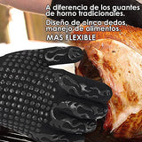 Nasjac Guantes de Barbacoa, Guantes Asador de Parrilla para Horno 1472 ℉de Silicona Guantes Cocina Aislamiento Térmico Resistente a Altas Temperaturas Antideslizantes para Cocción, Horneado, Soldadura, Corte, 13 Pulgadas (Negro)