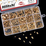 Hilitchi - Kit de inserción de latón moleteado hembra para insertar piezas o encajar en agujeros para impresiones 3D y más proyectos, Kit surtido de 460 piezas.