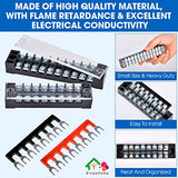 Bloques de terminales de circuito de tierra, 12 unidades/6 juegos de 8+10+12 posiciones, 600 V, 15 A, barra de camión de doble fila, alambre de amplificador, kit de bloque de terminales de tornillo con cubierta de 400 V, tira preaislada para proyectos peq